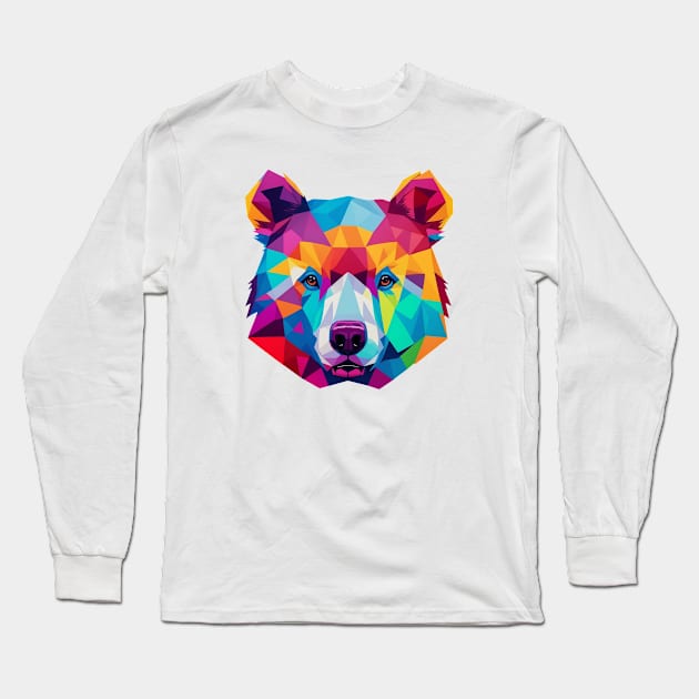 Colorful Bear Head Long Sleeve T-Shirt by FunkyColorShop